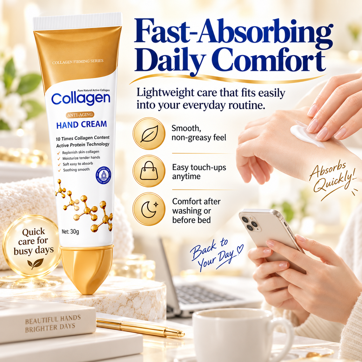 🧴Collagen Anti-Wrinkle Hand Cream – Daily Hydrating Repair for Dry, Cracked Hands & Heels