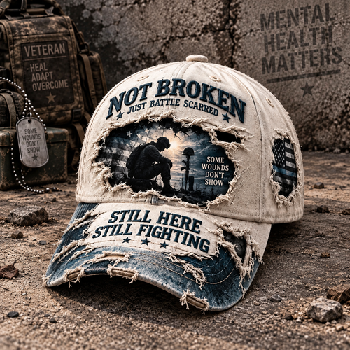 Veteran Mental Health Awareness PTSD 3D Embroideryed Baseball Cap(🧢100% Cotton)