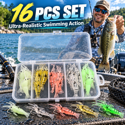 16 Pcs Realistic Grass Shrimp Fishing Lure Set with Box 🦐