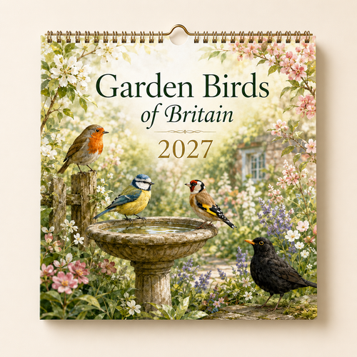 Garden Birds of Britain 2027 Wall Calendar – 12 Months of Charming British Garden Bird Artwork