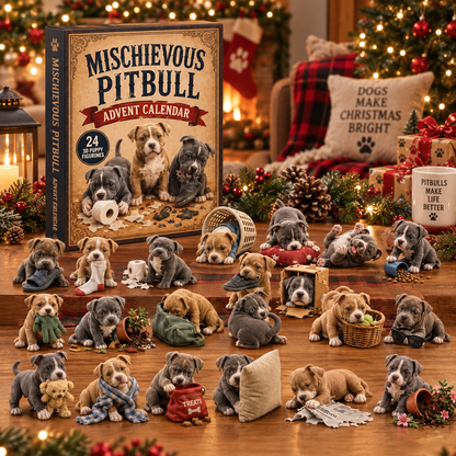 CHRISTMAS KICKOFF 49% OFF - Mischievous Pitbull Advent Calendar 2026 - 24-Day Festive Countdown