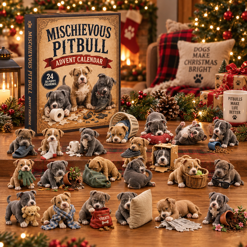 CHRISTMAS KICKOFF 49% OFF - Mischievous Pitbull Advent Calendar 2026 - 24-Day Festive Countdown