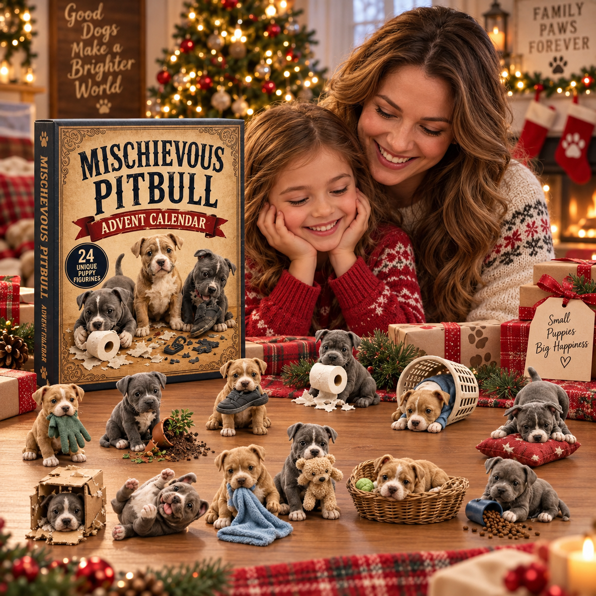 CHRISTMAS KICKOFF 49% OFF - Mischievous Pitbull Advent Calendar 2026 - 24-Day Festive Countdown