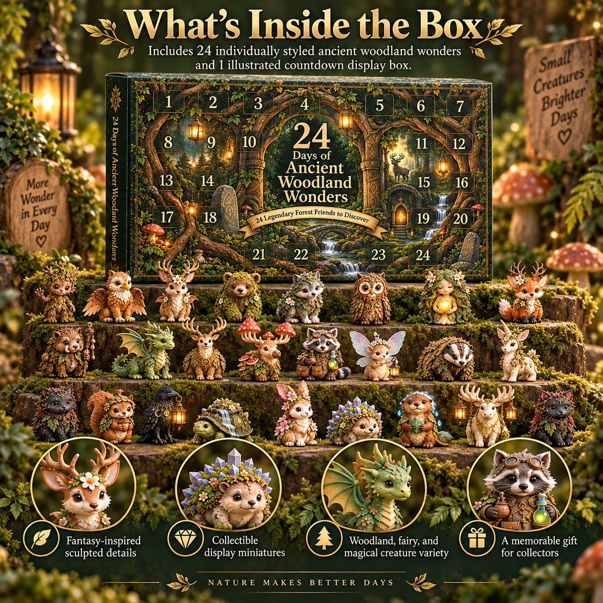 ✨ 2026 24-Day Enchanted Forest Advent Calendar – 24 Magical Collectible Figurines 🎁