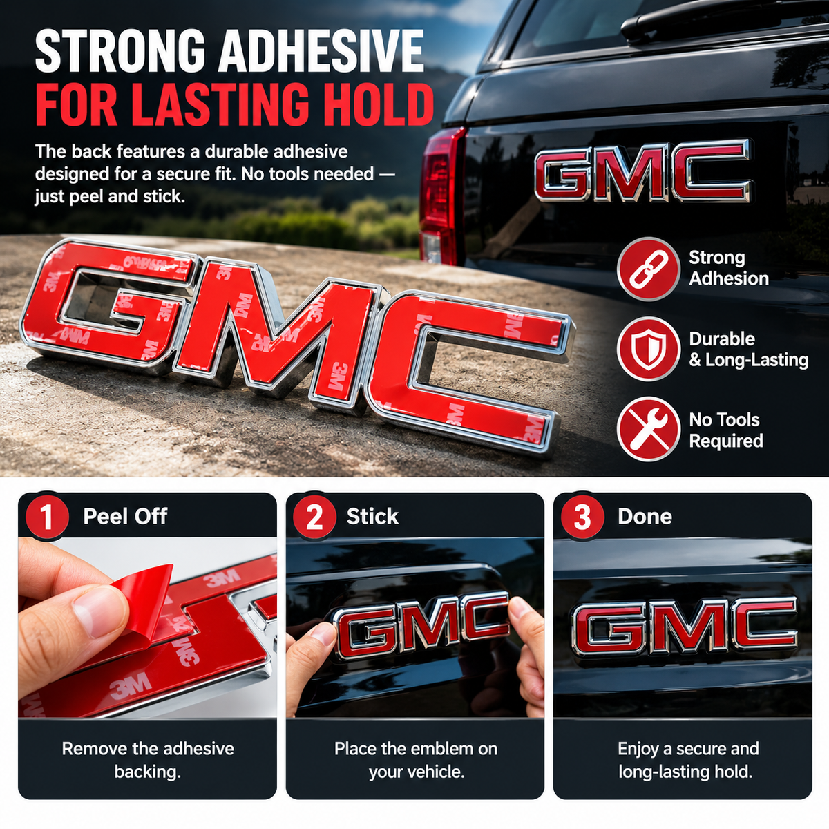 New GMC Grille & Tailgate Emblem Replacement Badge Fits 19-26 Sierra