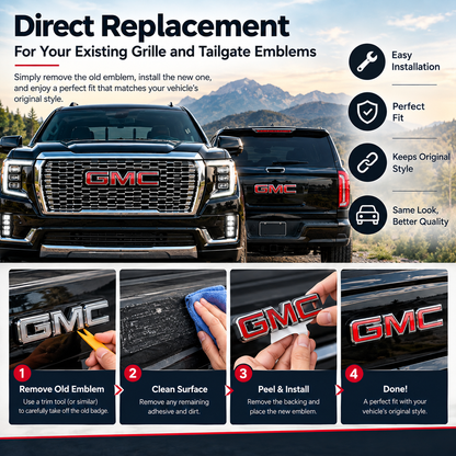 New GMC Grille & Tailgate Emblem Replacement Badge Fits 19-26 Sierra