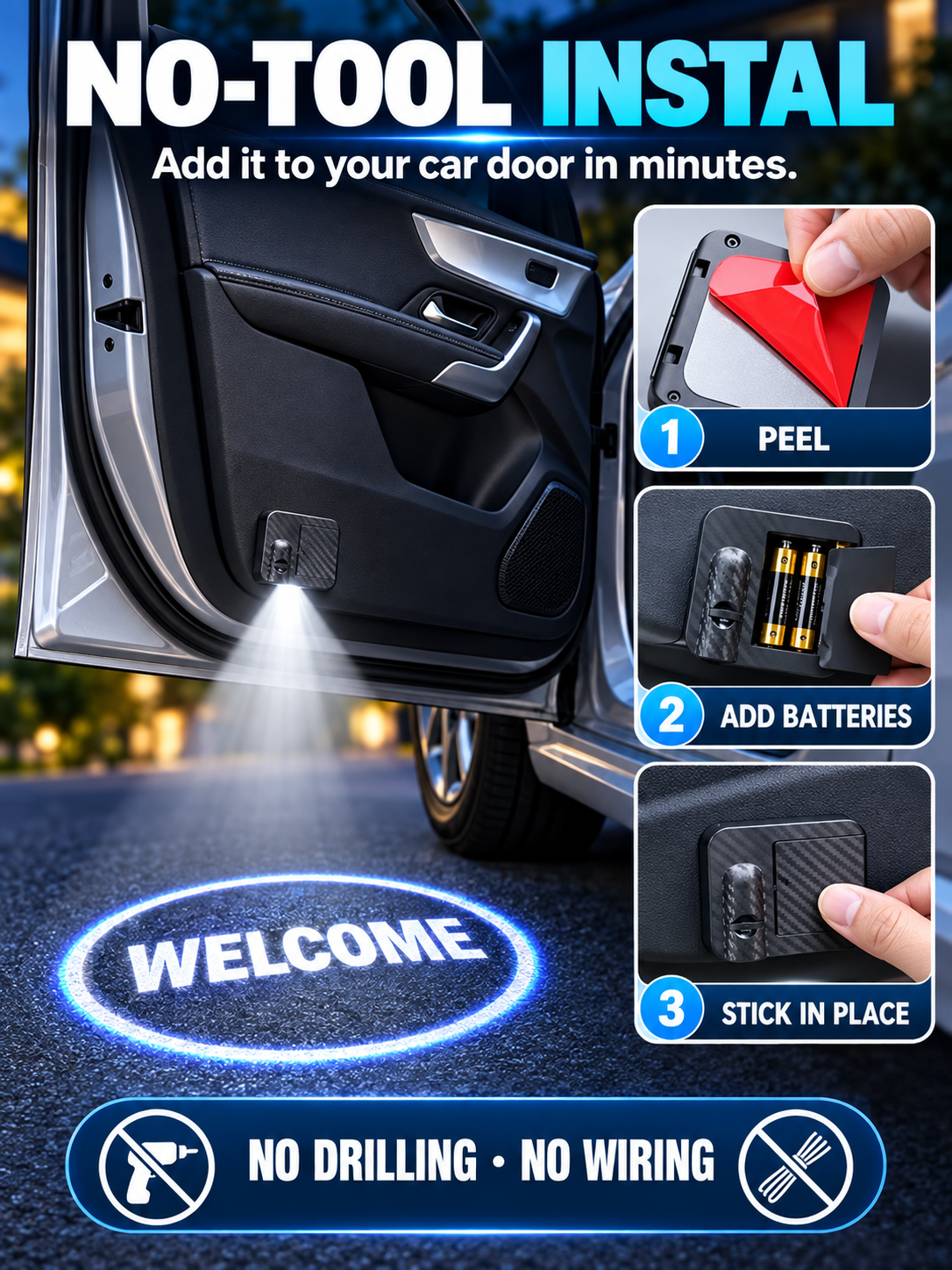 🚗 Auto Style Deal – Custom LED Door Projector Lights ✨ Personalized Welcome Logo Display for a Unique Car Interior 💡