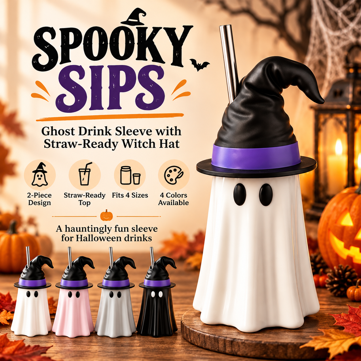 🔥Spooky Sips Ghost Drink Sleeve