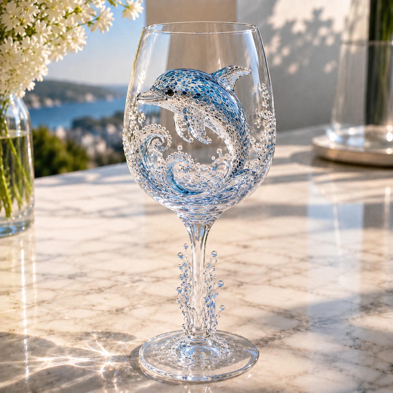 🌊Ocean Treasures Handcrafted 3D Sea Life Wine Glass Collection