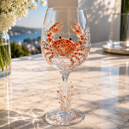 🌊Ocean Treasures Handcrafted 3D Sea Life Wine Glass Collection