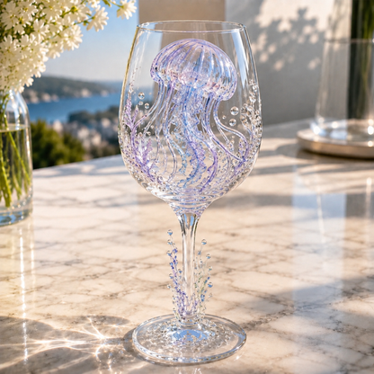 🌊Ocean Treasures Handcrafted 3D Sea Life Wine Glass Collection