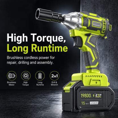 🔥50% OFF TODAY⚡ 2-in-1 Brushless Cordless Impact Wrench Kit
