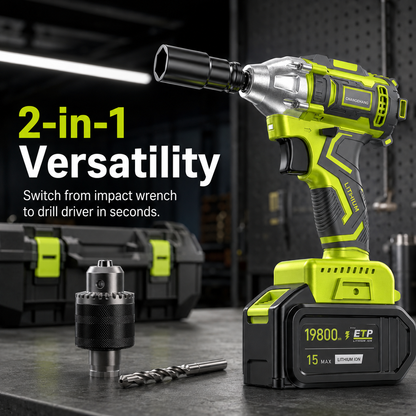 🔥50% OFF TODAY⚡ 2-in-1 Brushless Cordless Impact Wrench Kit