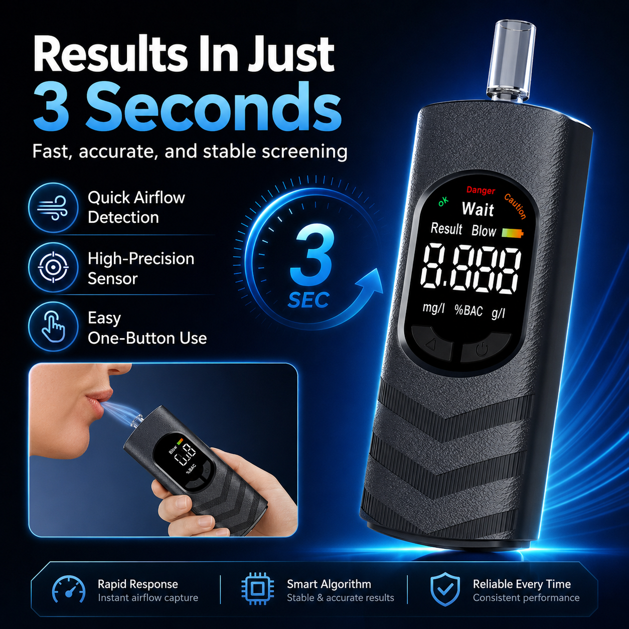 🚕Rechargeable Digital Alcohol Tester with Voice Broadcast