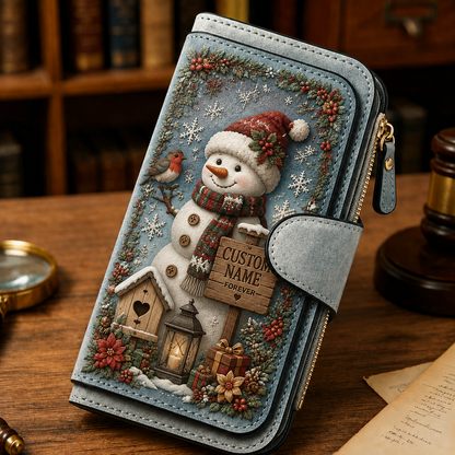 🎄Christmas Wallet🎁| Vintage Faux Leather Zip Clutch Purse, 4 Festive Holiday Designs, Multi-Compartment Christmas Gift for Women and Men