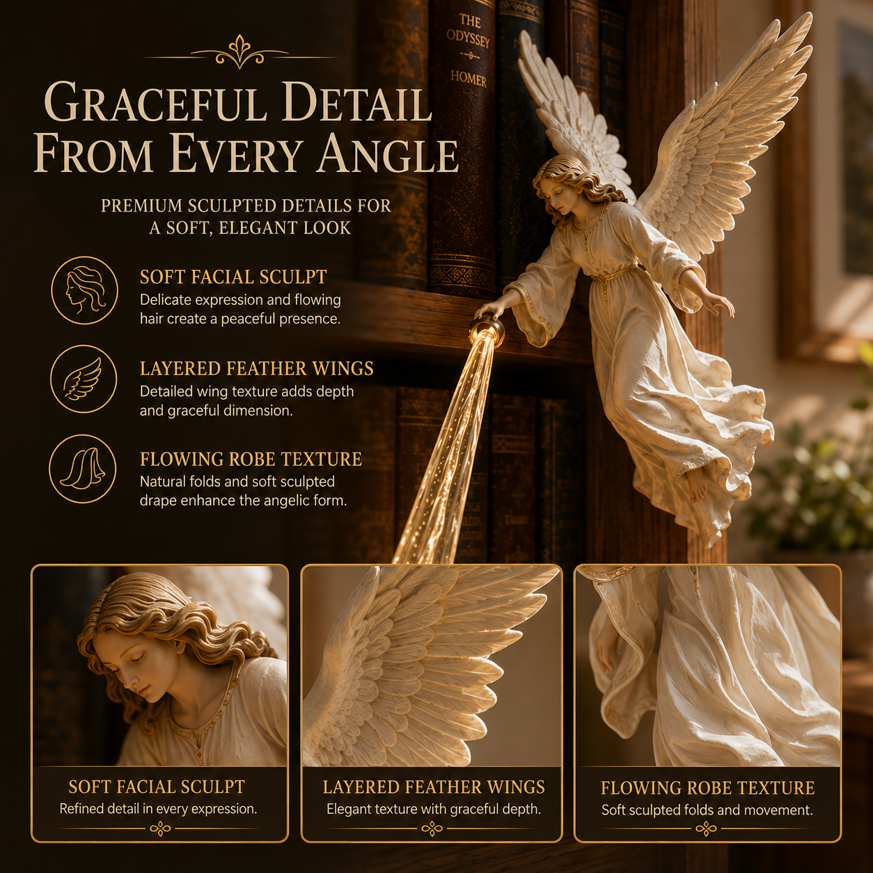 🎁 Heavenly Guardian — Angel Beam Bookshelf Decor