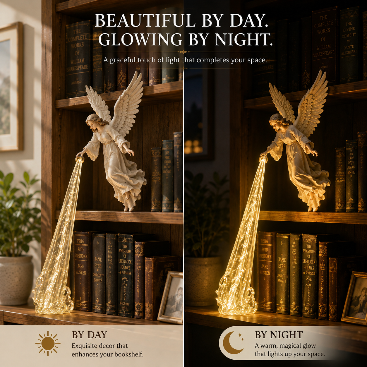 🎁 Heavenly Guardian — Angel Beam Bookshelf Decor