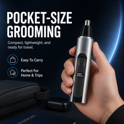 Professional Electric Nose Hair Trimmer with LED Display – Painless Ear, Eyebrow & Facial Hair Remover for Men & Women