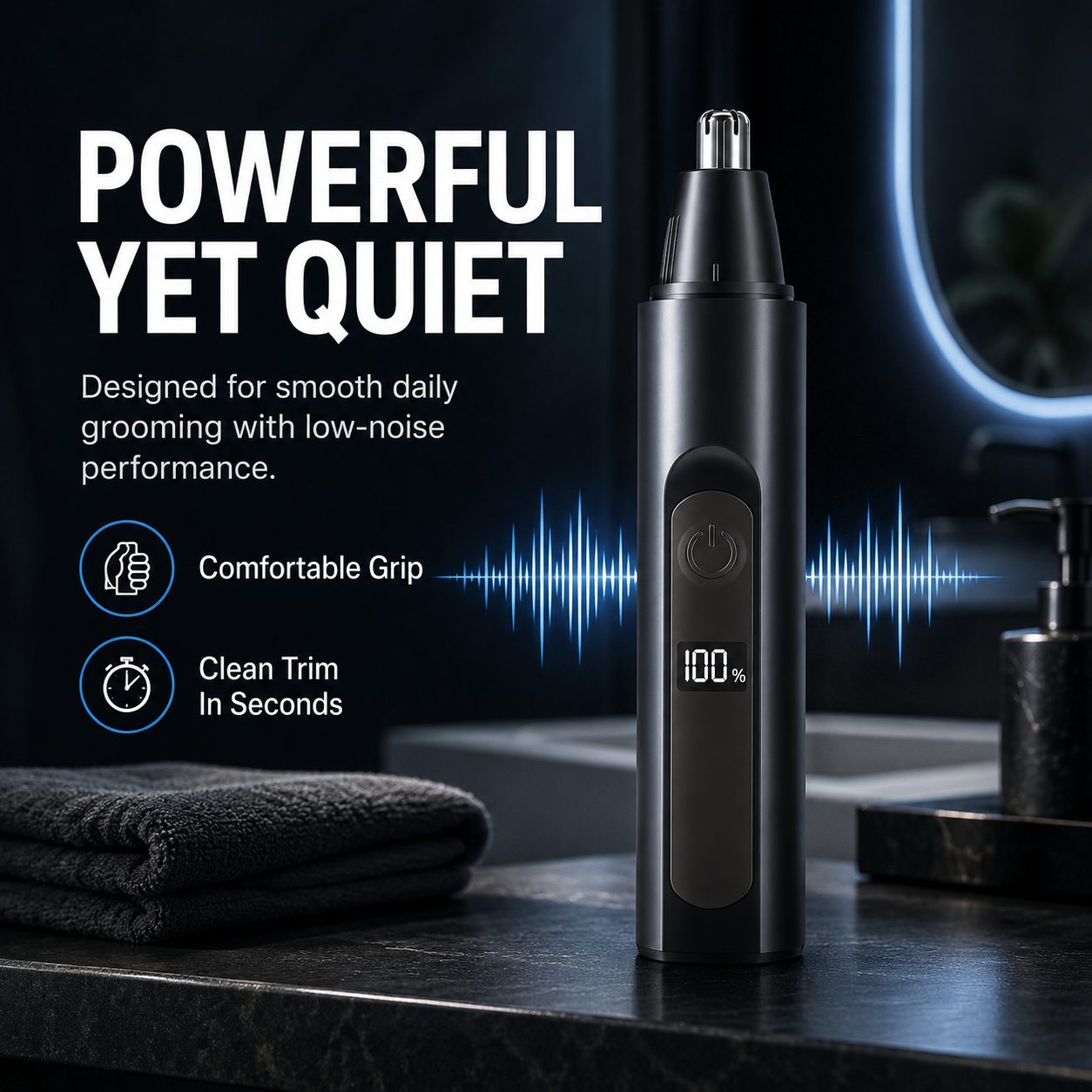 Professional Electric Nose Hair Trimmer with LED Display – Painless Ear, Eyebrow & Facial Hair Remover for Men & Women