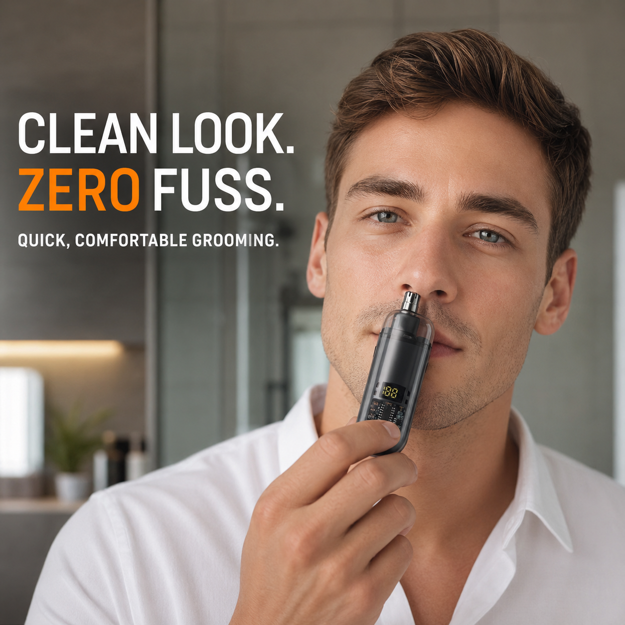 Professional Electric Nose & Ear Hair Trimmer | LED Display, Painless Nose, Eyebrow & Facial Hair Remover for Men & Women