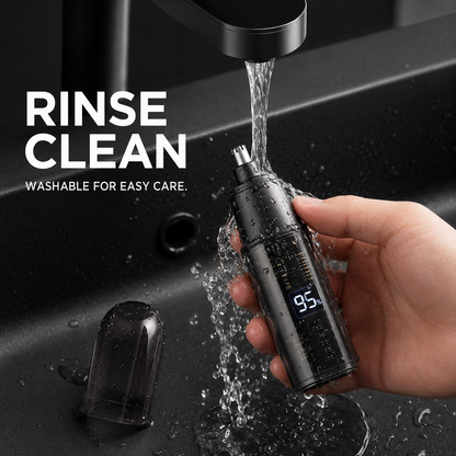 Professional Electric Nose & Ear Hair Trimmer | LED Display, Painless Nose, Eyebrow & Facial Hair Remover for Men & Women