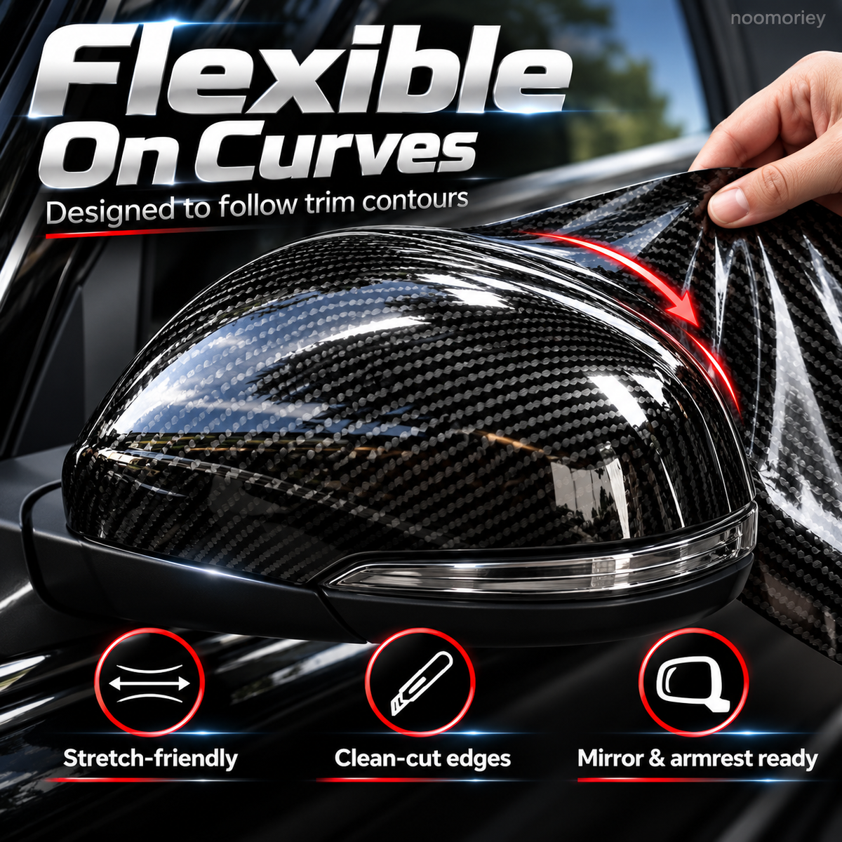 🚗 6D Gloss Carbon Fiber Vinyl Wrap | Self-Adhesive Car Trim Film