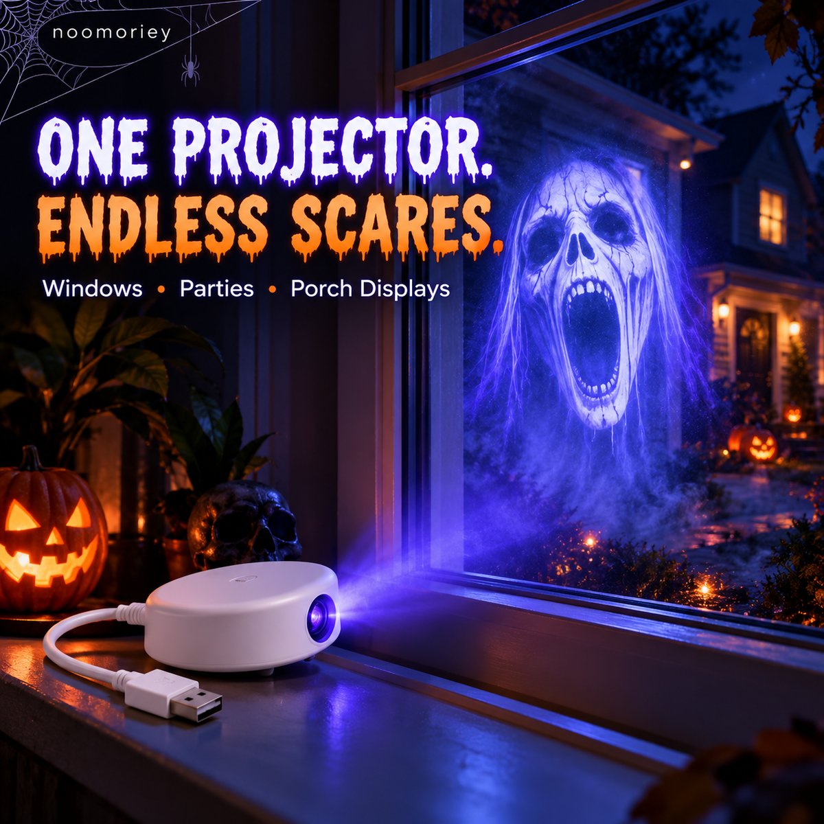 🎃 Halloween Ghost Window Projector – 16 Spooky Scenes