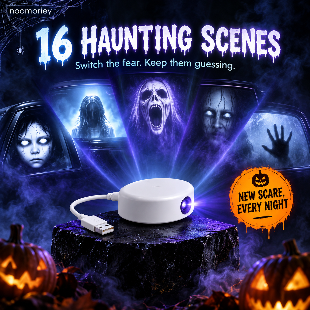 🎃 Halloween Ghost Window Projector – 16 Spooky Scenes