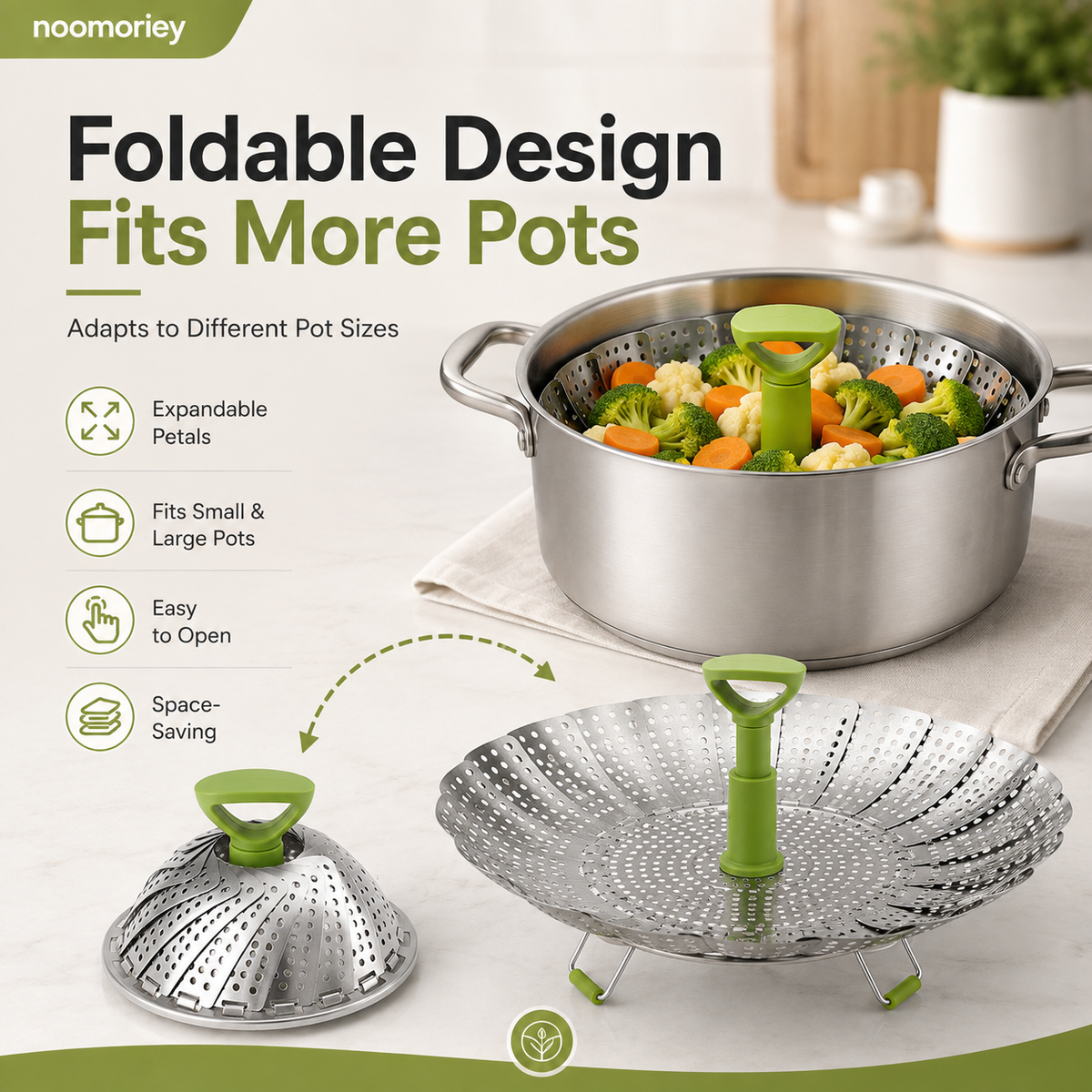 Vegetable Steamer Basket for Cooking Food, Stainless Steel Veggie Steam Basket for Pot 🥦