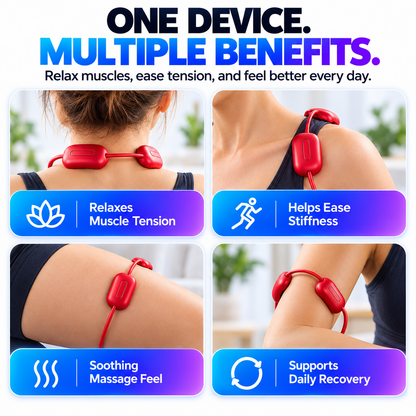 🔥Mini Necklace-Style Neck Massager — 4 Modes, 9 Intensity Levels, 3 Heat Settings, Smart Dual-Pulse Pendant Design💆‍♀️✨