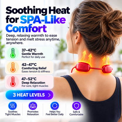 🔥Mini Necklace-Style Neck Massager — 4 Modes, 9 Intensity Levels, 3 Heat Settings, Smart Dual-Pulse Pendant Design💆‍♀️✨