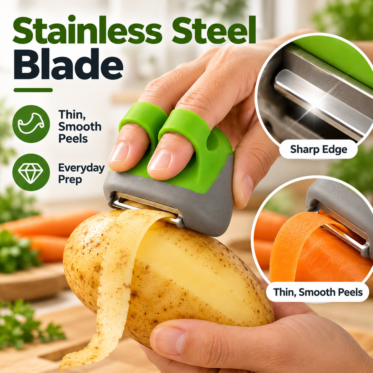 🥔 Palm Vegetable Peeler Set – Soft Grip Handheld Fruit & Veggie Peeler！！！