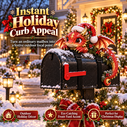 🎄🐉 Christmas Dragon Mailbox Topper — Festive Outdoor Holiday Decor ✨