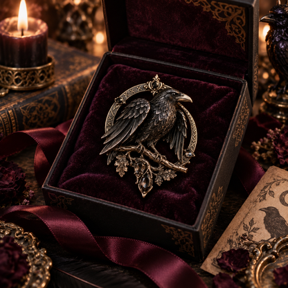 Gothic Celtic Raven Brooch