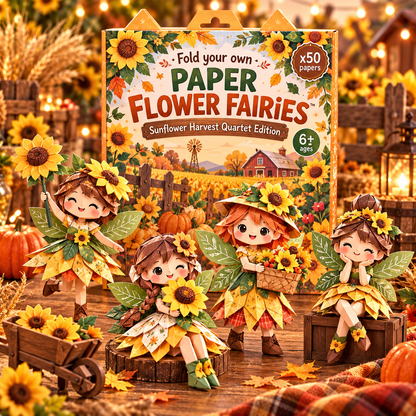 🧚DIY Paper Flower Fairies Craft Kit – 4 Foldable Fairies, 6 Garden Themes 🌸