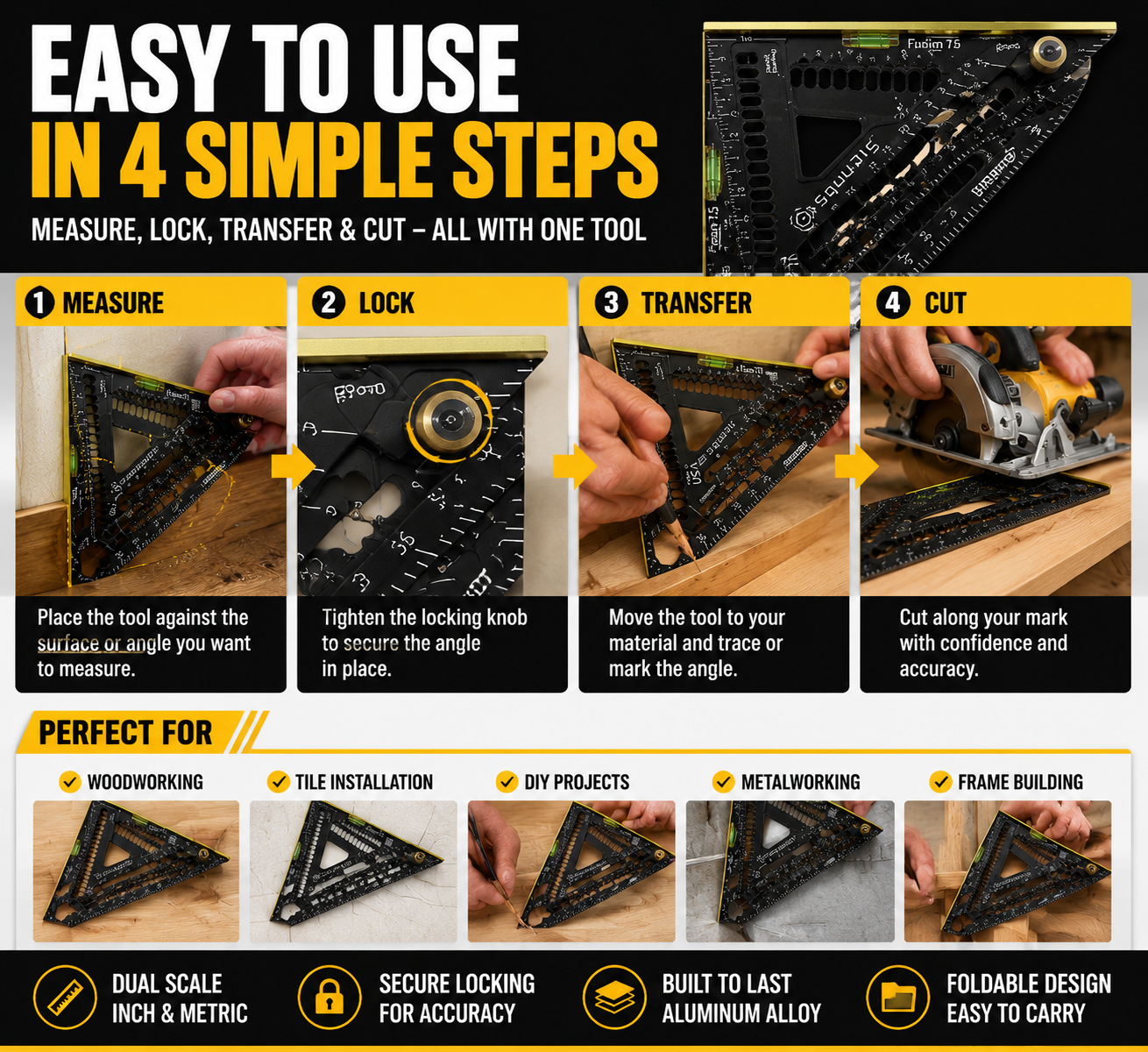🔥50% off on the last day| 📐  Multi-Angle Measuring Tool – Foldable Ruler for Accurate Measurements, Carpentry & DIY Projects