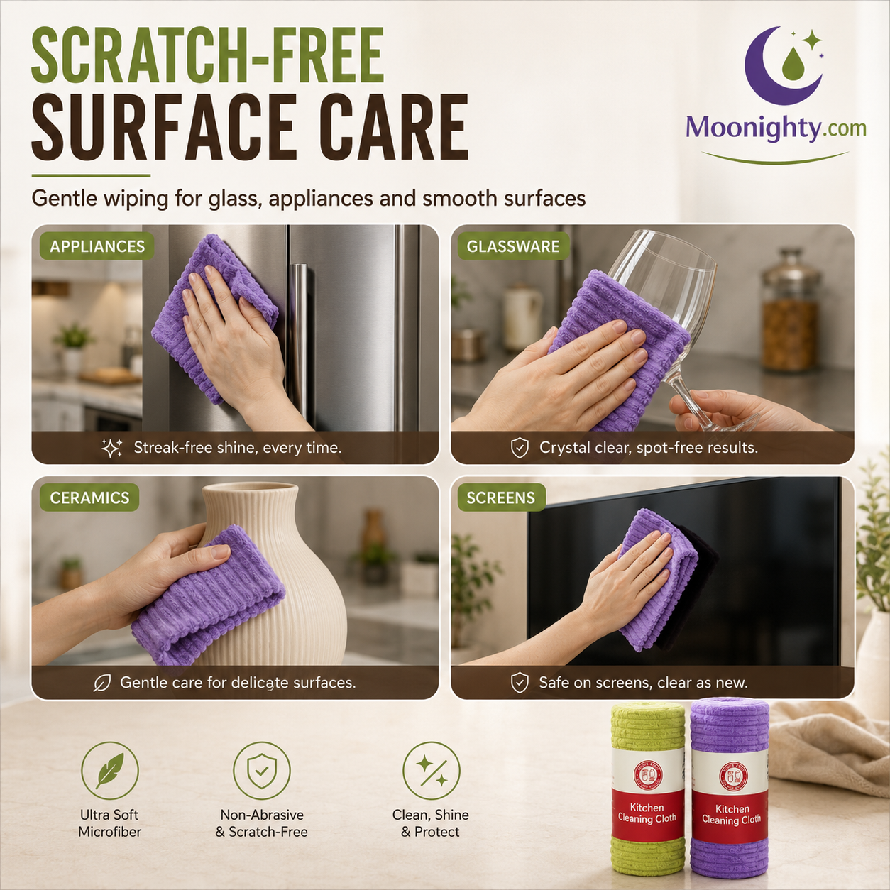 🍃 Bamboo Fiber Cleaning Cloth Roll – Thick Absorbent Tear-Off Kitchen Towels for Grease, Spills & Everyday Cleaning