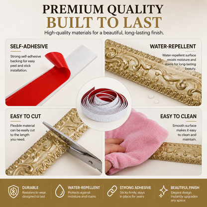 Self-Adhesive Decorative Molding Trim – Flexible Peel-and-Stick Wall & Furniture Border
