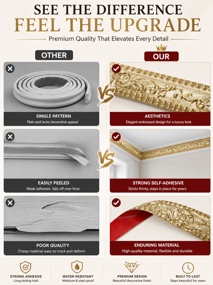 Self-Adhesive Decorative Molding Trim – Flexible Peel-and-Stick Wall & Furniture Border