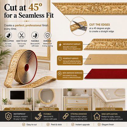 Self-Adhesive Decorative Molding Trim – Flexible Peel-and-Stick Wall & Furniture Border