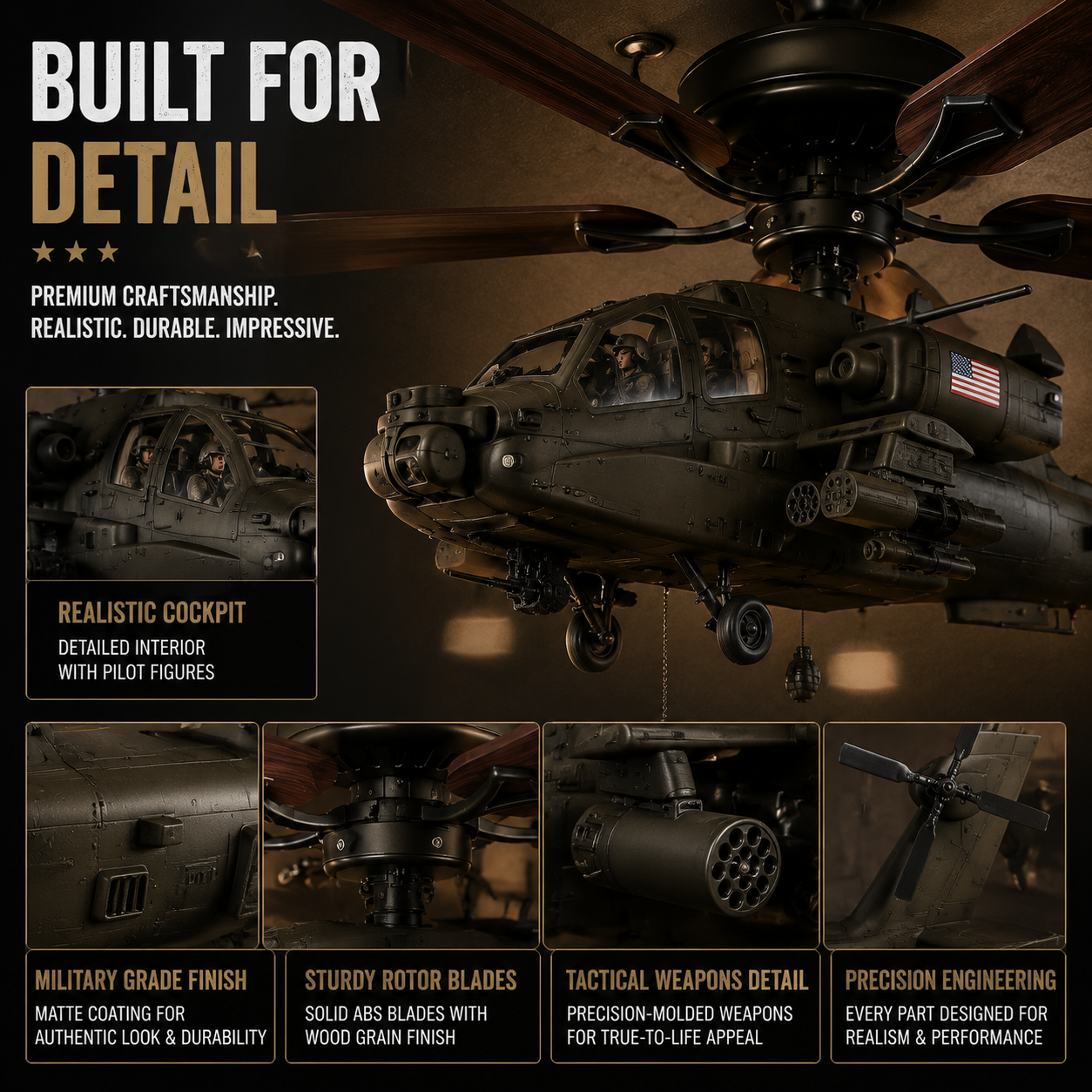 🔥 LAST DAY 50% OFF-🚁 Helicopter Ceiling Fan Decoration – Flying Aviation Display