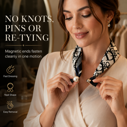 🧣 Effortless Glamour: Pop-On Pearl Necklace Scarf ✨