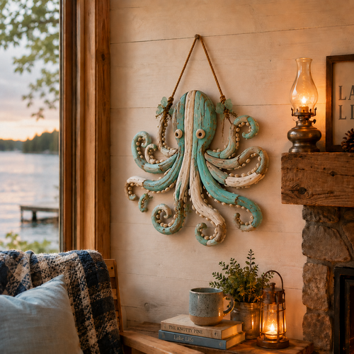 🌊 Lighted Coastal Fish Wall Decor - Driftwood Nautical Wall Hanging with LED Lights