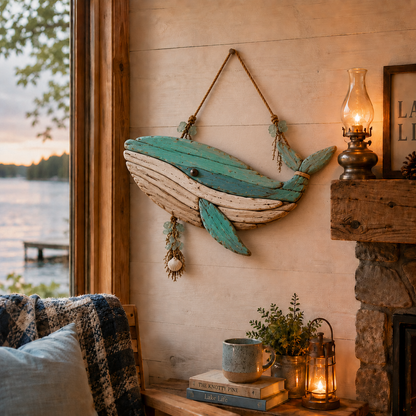 🌊 Lighted Coastal Fish Wall Decor - Driftwood Nautical Wall Hanging with LED Lights