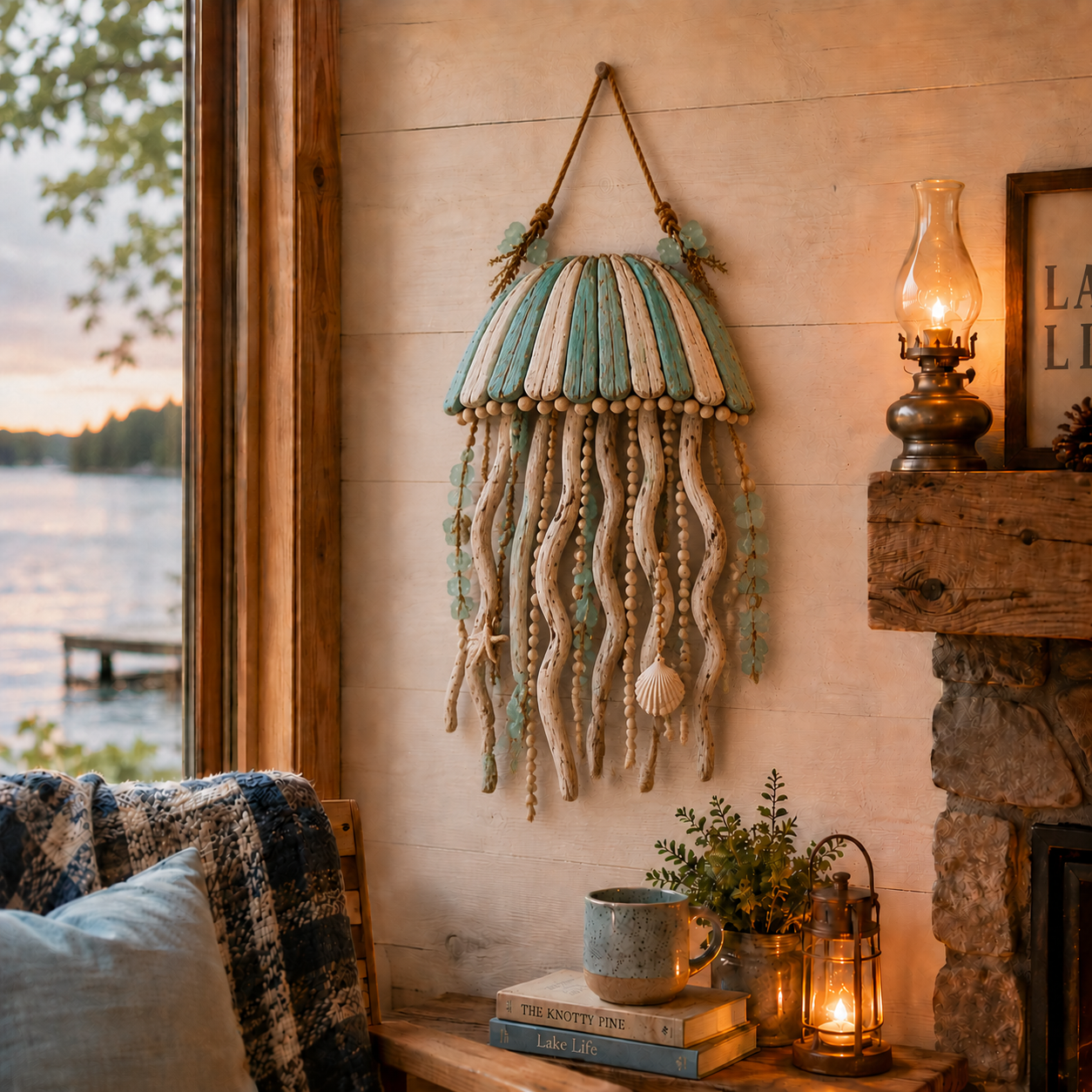 🌊 Lighted Coastal Fish Wall Decor - Driftwood Nautical Wall Hanging with LED Lights