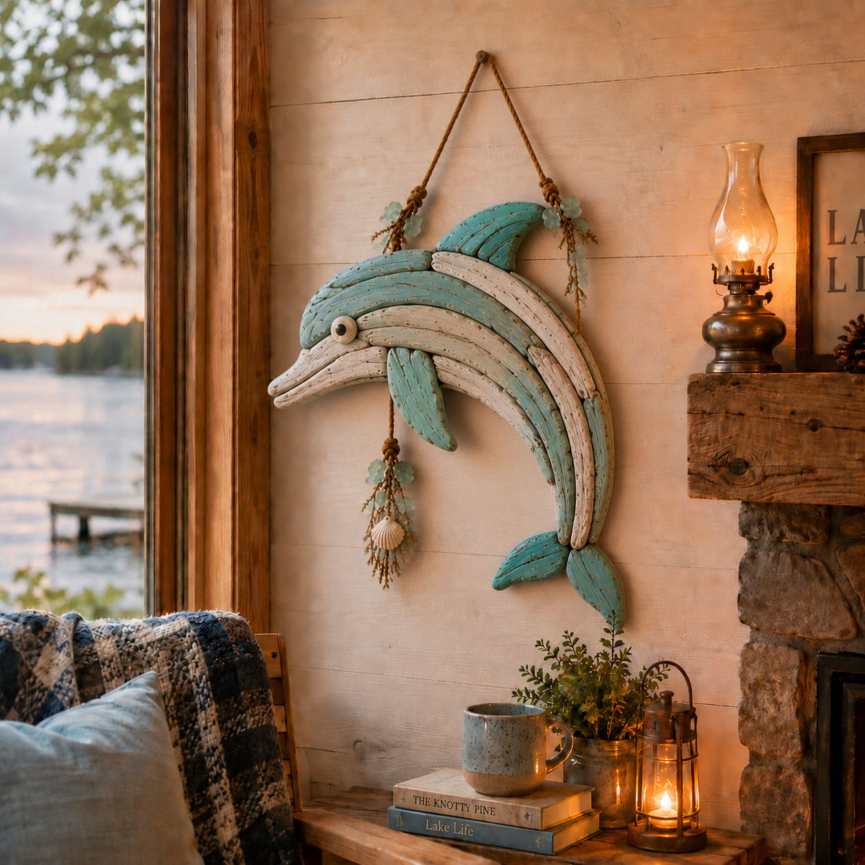 🌊 Lighted Coastal Fish Wall Decor - Driftwood Nautical Wall Hanging with LED Lights