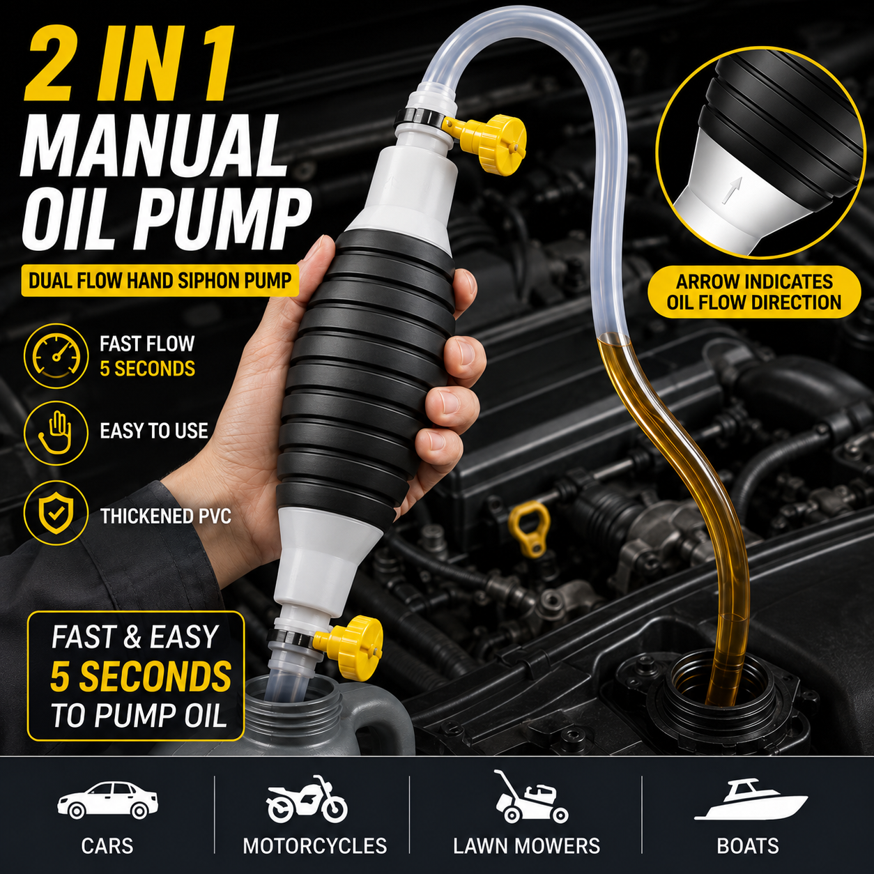 2 in 1 Manual Oil Pump Dual Flow Hand Siphon Pump