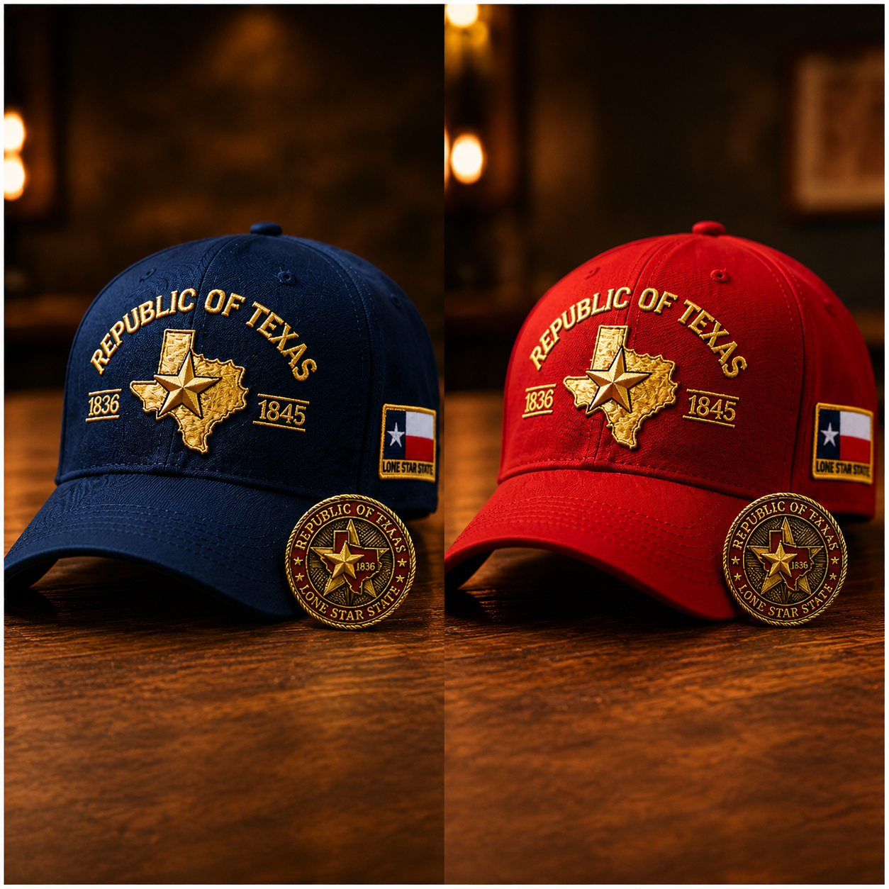 Republic of Texas Embroidered Cap  🎁 Free Honor Coin With Every Cap Purchase