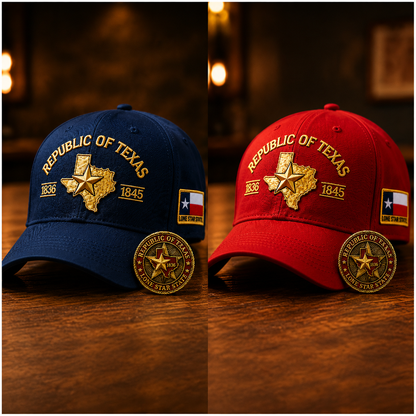 Republic of Texas Embroidered Cap  🎁 Free Honor Coin With Every Cap Purchase