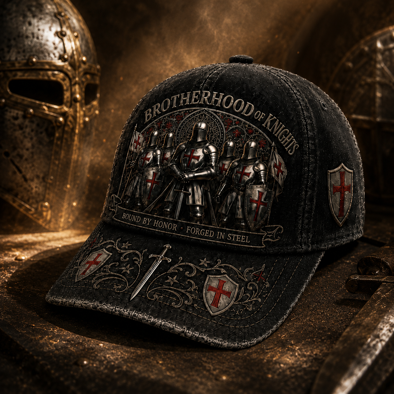 ⚔️ Bound By Honor Forged In Steel – Knights Templar Cap 🎁 Free Honor Coin With Every Cap Purchase